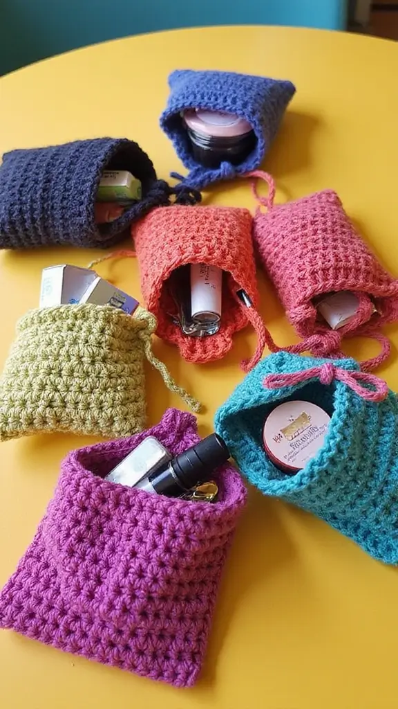 49 DIY Crochet Home Decor Ideas That Look Adorable - 27. Creative Crochet Pouches