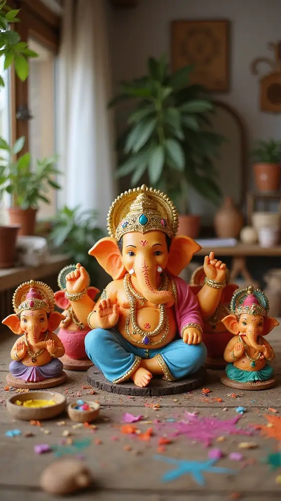 49 Ganesh Decoration Ideas Home Decor That Feel Magical - 1. Eco-Friendly Clay Ganesh Idols