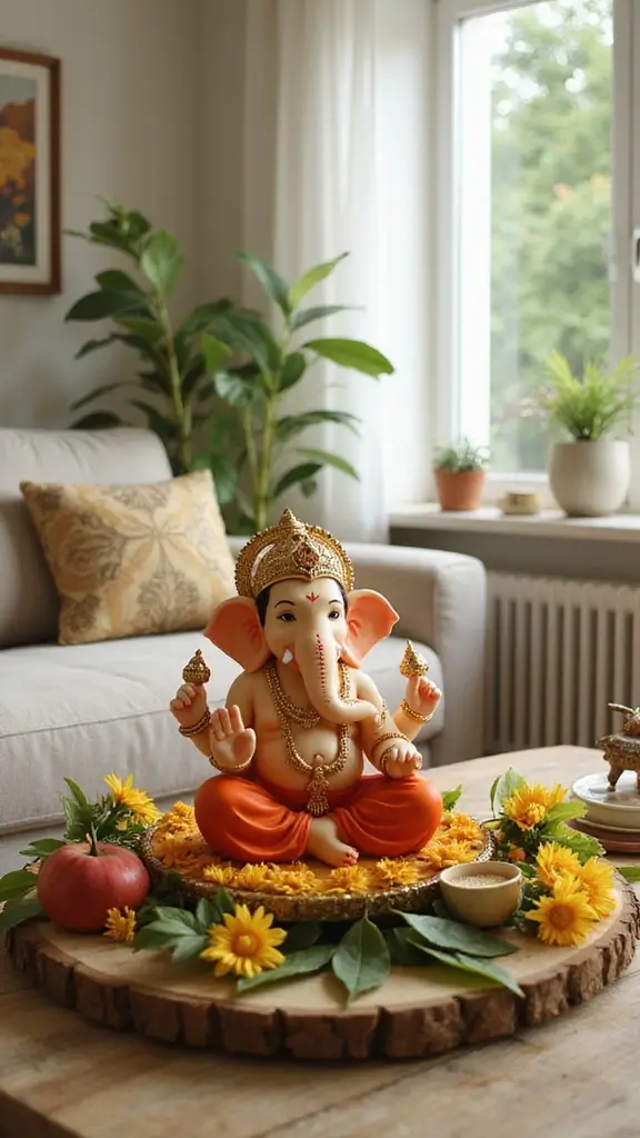 49 Ganesh Decoration Ideas Home Decor That Feel Magical - 3. Nature-Inspired Decor