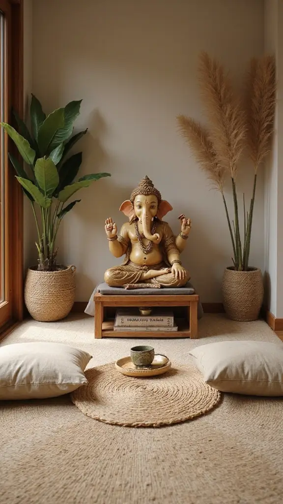 49 Ganesh Decoration Ideas Home Decor That Feel Magical - 31. Ganesh-Themed Meditation Space