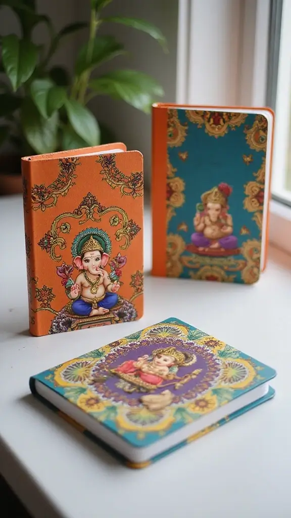 49 Ganesh Decoration Ideas Home Decor That Feel Magical - 41. Ganesh-Themed Pocket Notebooks