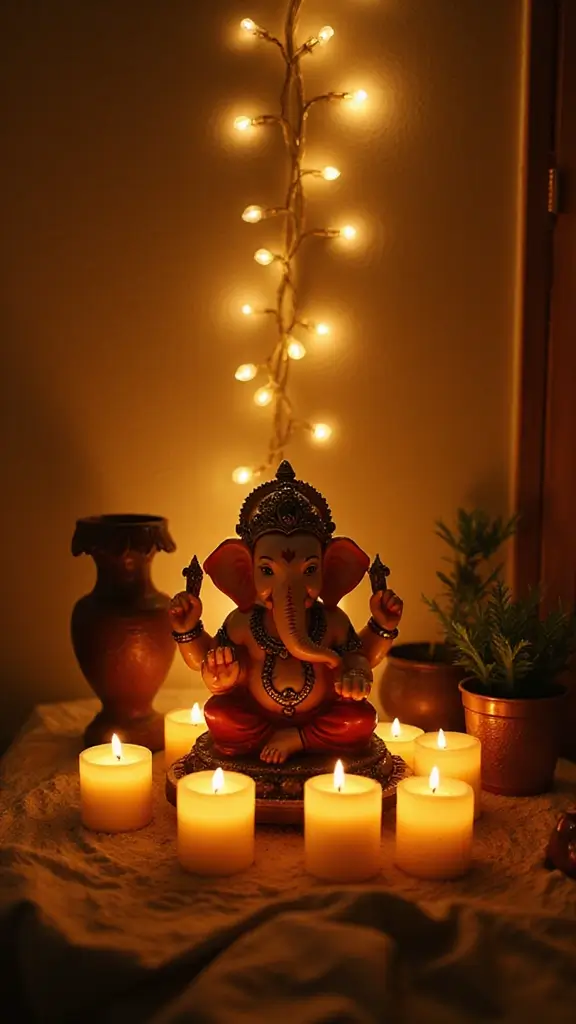 49 Ganesh Decoration Ideas Home Decor That Feel Magical - 6. Eco-Friendly Ganesh Lighting