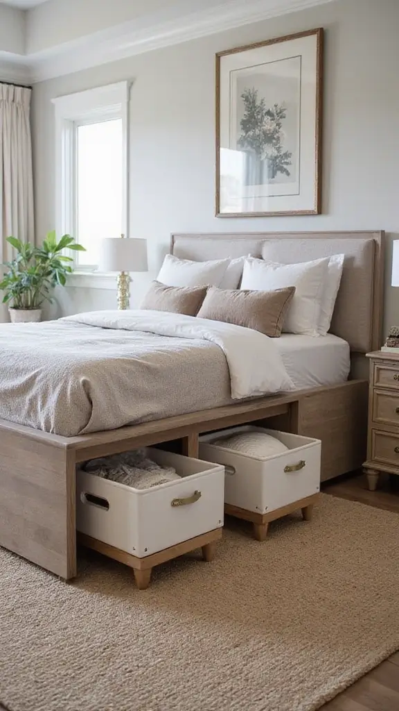 49 Home Decor Ideas for Apartment Living That Feel Stylish - 10. Utilize Under-Bed Storage