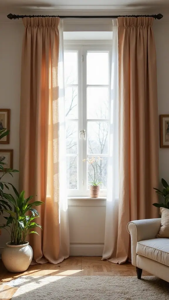 49 Home Decor Ideas for Apartment Living That Feel Stylish - 27. Use Eye-Catching Curtains