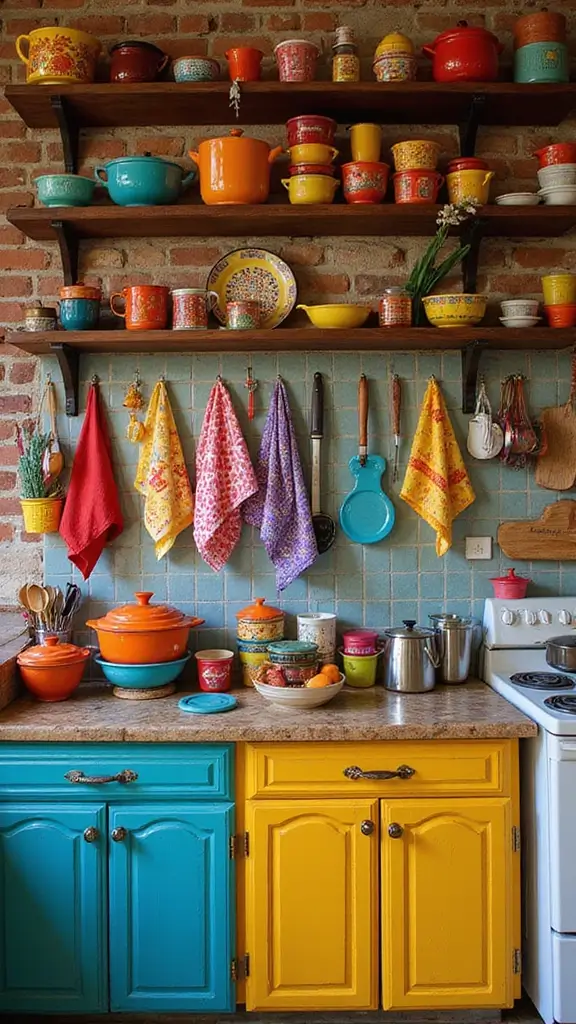 49 Home Decor Ideas for Apartment Living That Feel Stylish - 34. Use Colorful Kitchen Accessories