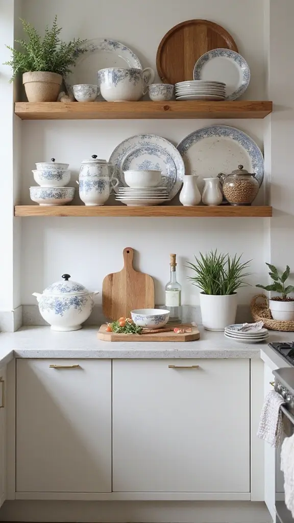49 Home Decor Ideas for Apartment Living That Feel Stylish - 40. Use Beautiful Dishware as Decor