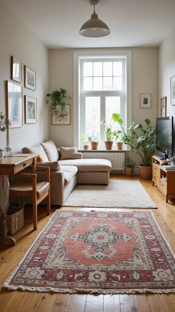 49 Home Decor Ideas for Apartment Living That Feel Stylish - 43. Use Rugs to Create Comfort Zones