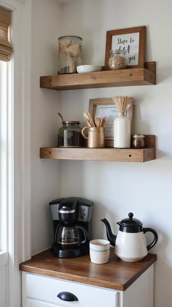 49 Home Decor Ideas for Apartment Living That Feel Stylish - 46. Design a Coffee Bar