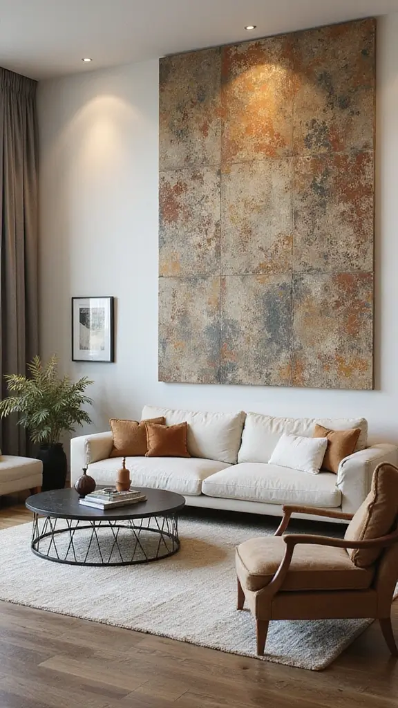49 Interior Design Living Room Modern Looks That Define Style - 35. Artistic Wall Treatments
