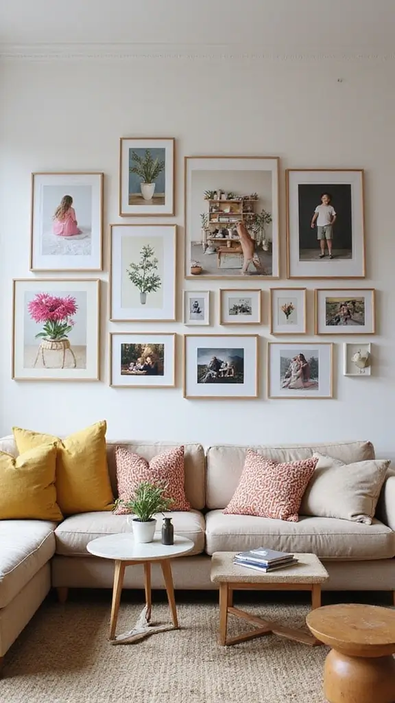 49 Interior Design Living Room Modern Looks That Define Style - 42. Curated Gallery Walls