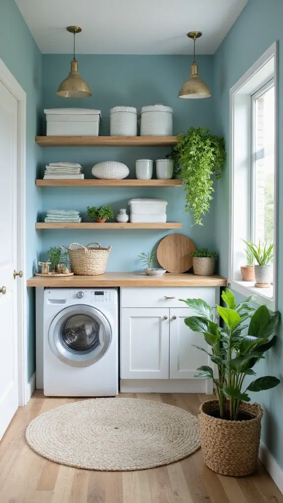 49 Laundry Room Paint Ideas That Make Small Spaces Pop - 1. Soft Sky Blue Serenity