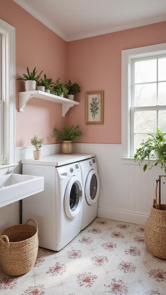49 Laundry Room Paint Ideas That Make Small Spaces Pop - 12. Romantic Blush Pink