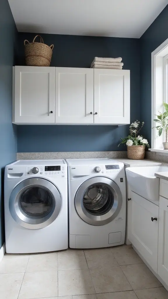 49 Laundry Room Paint Ideas That Make Small Spaces Pop - 15. Cool Slate Blue