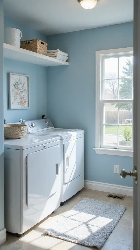 49 Laundry Room Paint Ideas That Make Small Spaces Pop - 23. Cool Powder Blue