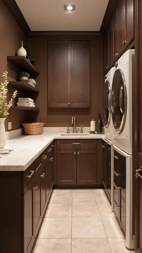 49 Laundry Room Paint Ideas That Make Small Spaces Pop - 24. Rich Chocolate Brown