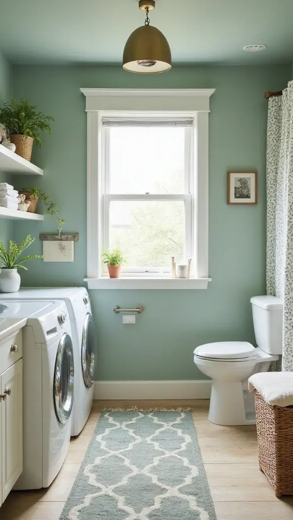 49 Laundry Room Paint Ideas That Make Small Spaces Pop - 26. Soothing Seafoam Green