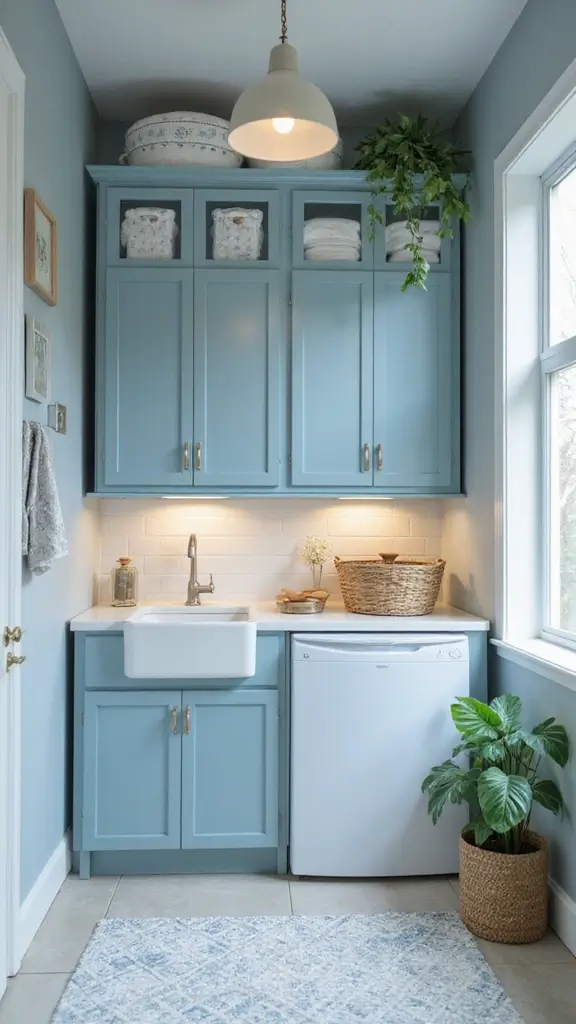 49 Laundry Room Paint Ideas That Make Small Spaces Pop - 33. Cool Duck Egg Blue