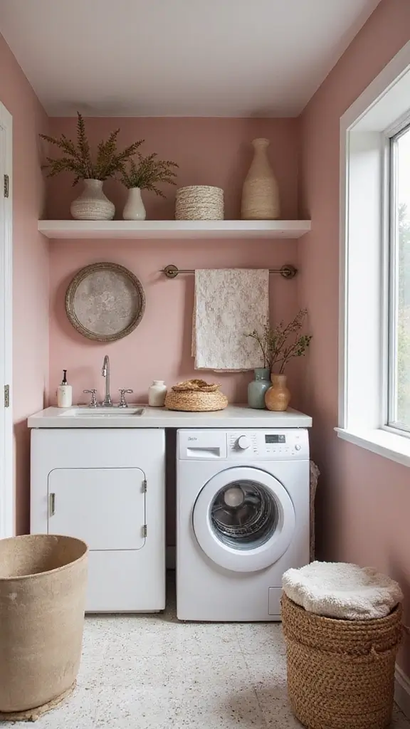 49 Laundry Room Paint Ideas That Make Small Spaces Pop - 36. Dusty Rose