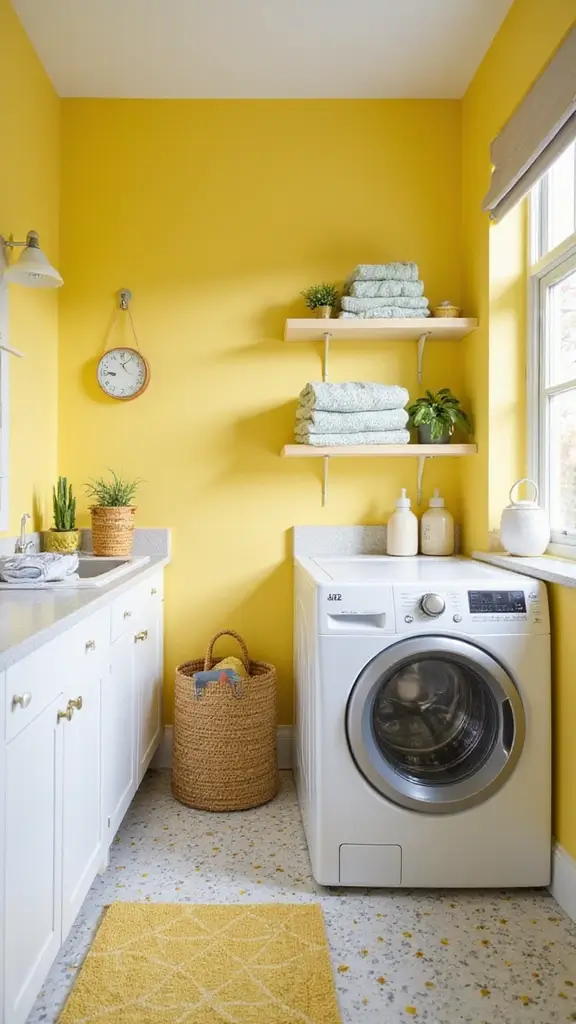 49 Laundry Room Paint Ideas That Make Small Spaces Pop - 37. Fresh Lemonade Yellow