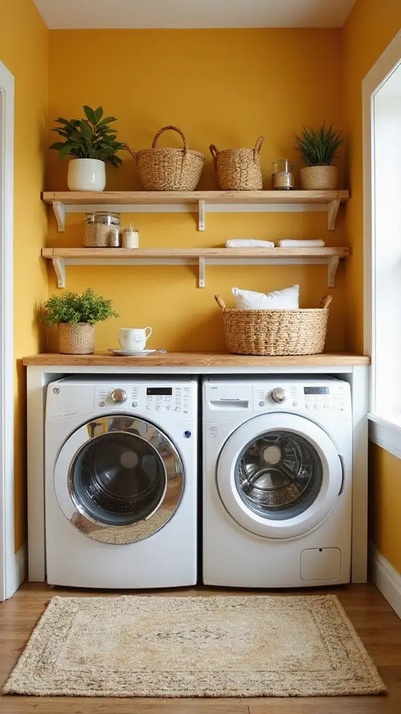 49 Laundry Room Paint Ideas That Make Small Spaces Pop - 39. Warm Honey Yellow