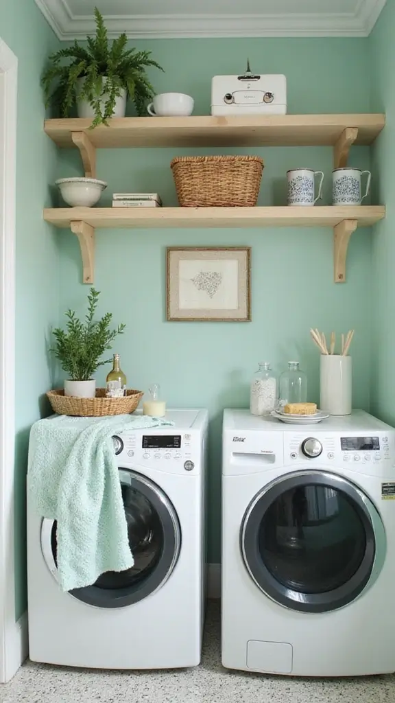 49 Laundry Room Paint Ideas That Make Small Spaces Pop - 4. Mint Green Bliss