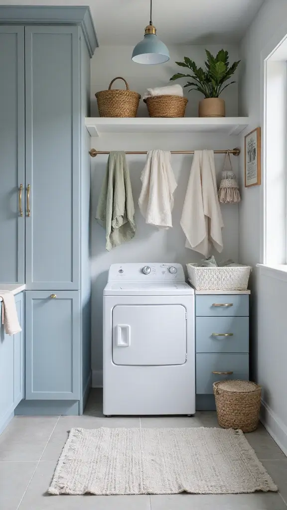 49 Laundry Room Paint Ideas That Make Small Spaces Pop - 41. Gentle Blue Gray
