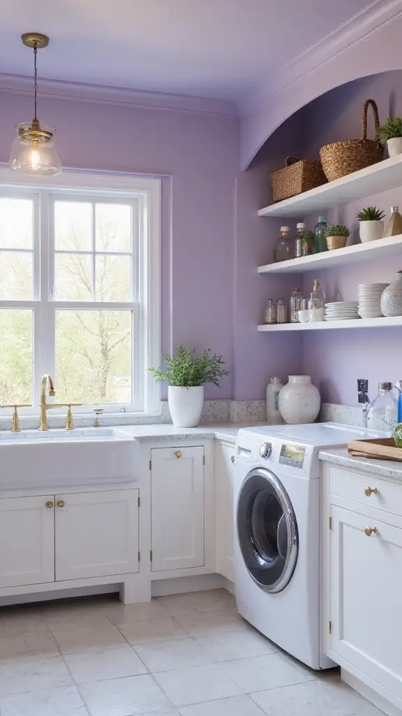 49 Laundry Room Paint Ideas That Make Small Spaces Pop - 7. Soft Lavender Luxury