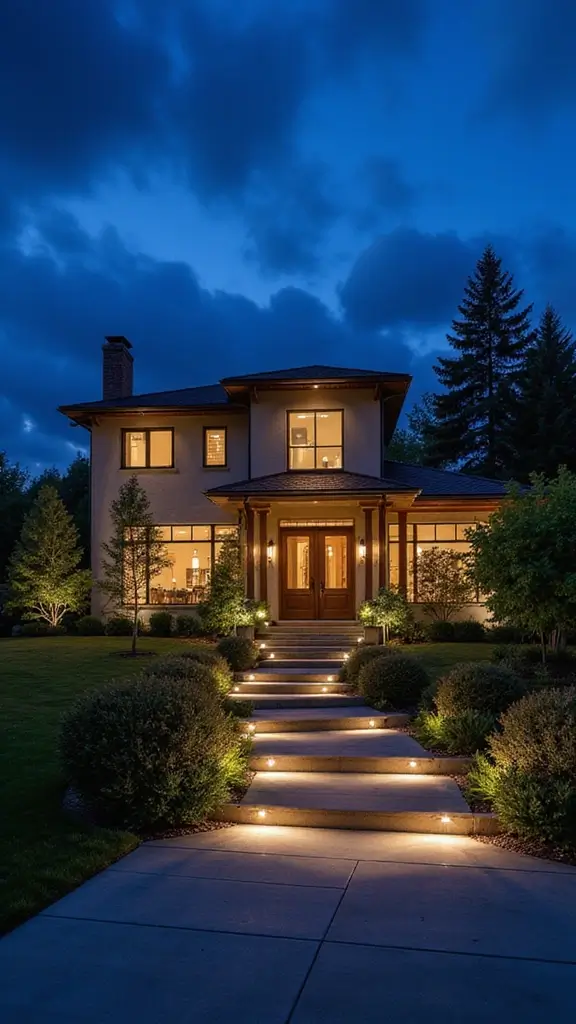 49 Modern Home Design Exterior Ideas That Turn Heads - 10. Innovative Lighting for Dramatic Effects
