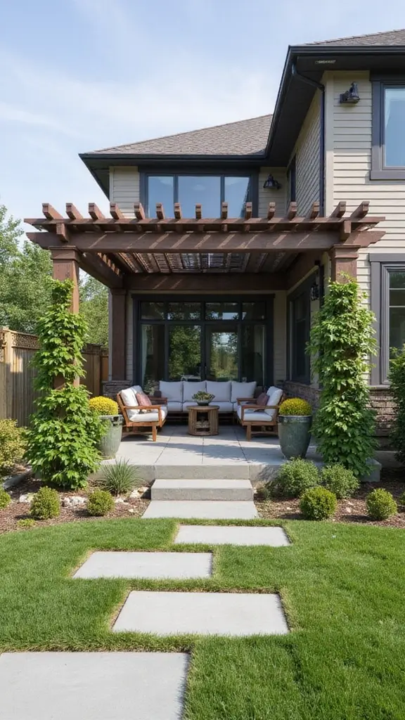 49 Modern Home Design Exterior Ideas That Turn Heads - 12. Incorporating Pergolas for Stylish Shade