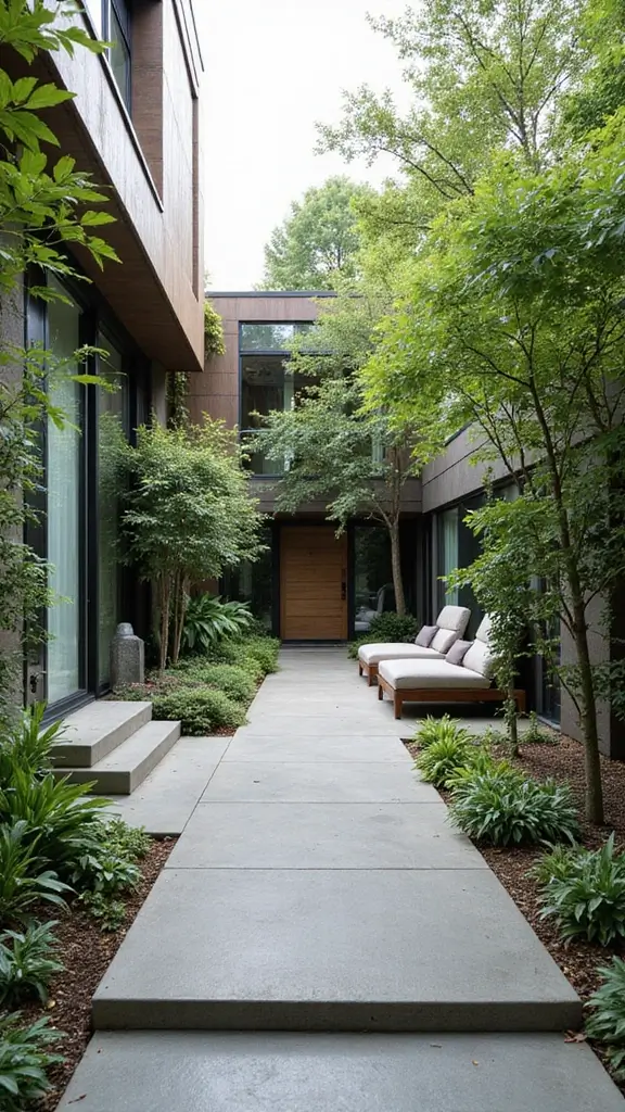 49 Modern Home Design Exterior Ideas That Turn Heads - 16. Modern Courtyards for Privacy and Style