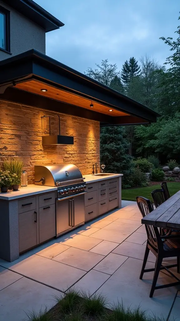 49 Modern Home Design Exterior Ideas That Turn Heads - 19. Functional Outdoor Kitchens for Modern Living