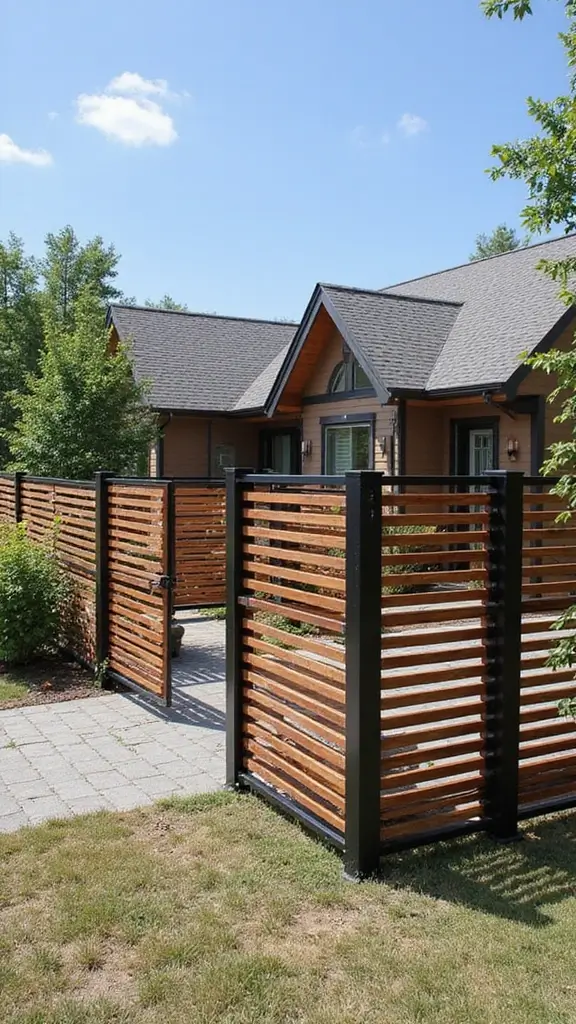 49 Modern Home Design Exterior Ideas That Turn Heads - 22. Modern Privacy Fences for Stylish Enclosure