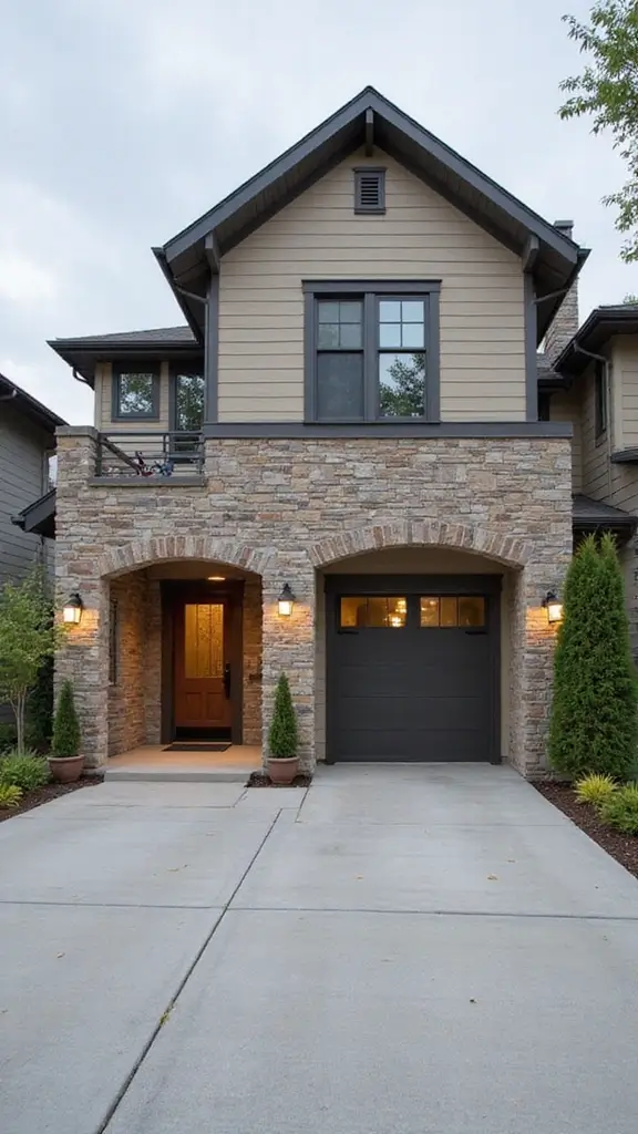49 Modern Home Design Exterior Ideas That Turn Heads - 25. Smart Integration of Garage and Entry