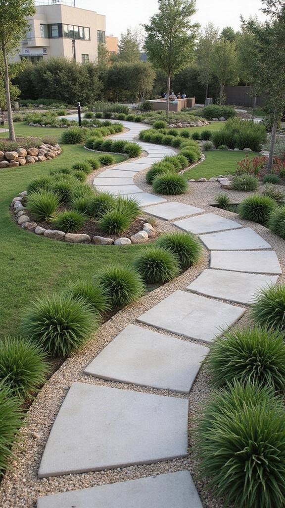 49 Modern Home Design Exterior Ideas That Turn Heads - 29. Playful Pathways Leading to Fun