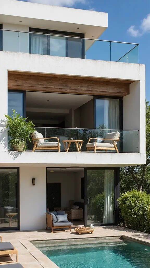 49 Modern Home Design Exterior Ideas That Turn Heads - 31. Recessed Balconies for Modern Appeal