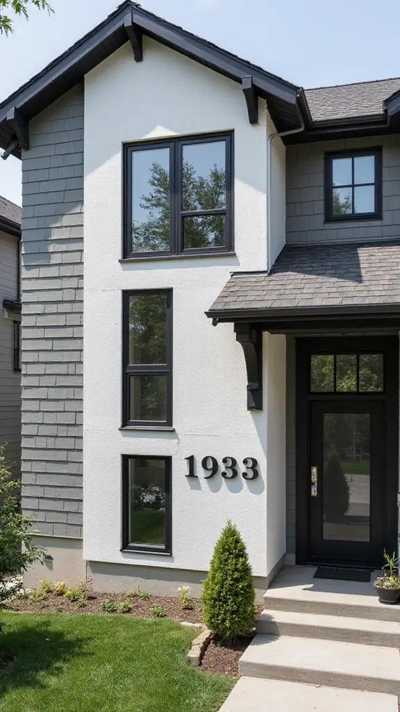 49 Modern Home Design Exterior Ideas That Turn Heads - 34. Artful Street Numbers for Unique Identity