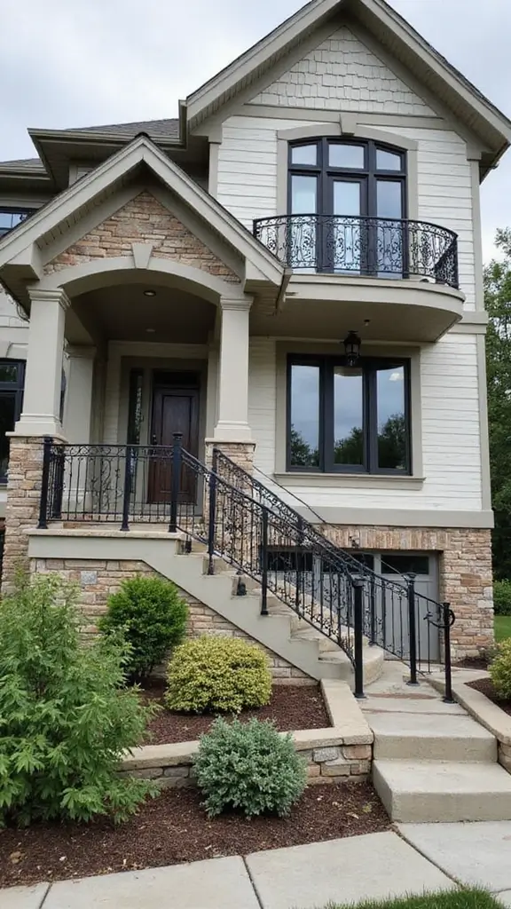 49 Modern Home Design Exterior Ideas That Turn Heads - 41. Decorative Railings for Style and Safety