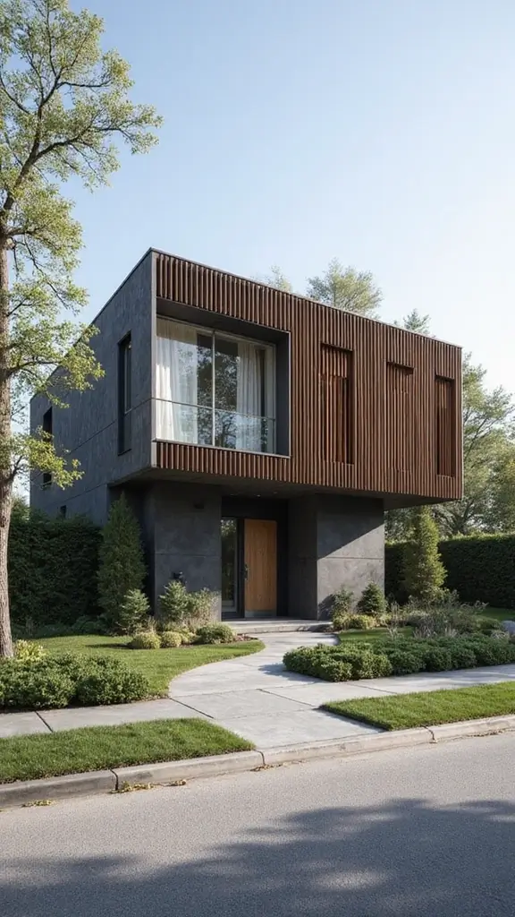 49 Modern Home Design Exterior Ideas That Turn Heads - 43. Vertical Lines for Height and Drama