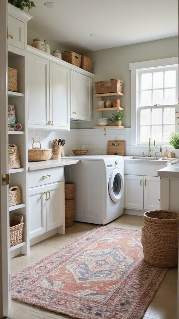 49 Pantry and Laundry Room Combo Layouts That Maximize Storage - 19. Smart Use of Rugs