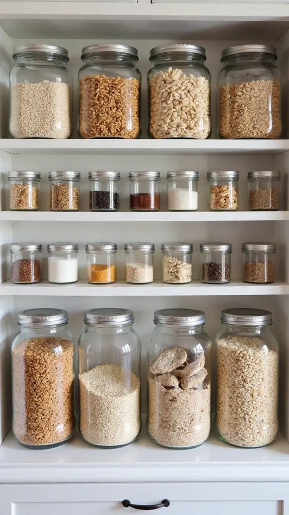 49 Pantry and Laundry Room Combo Layouts That Maximize Storage - 23. Use of Glass Containers