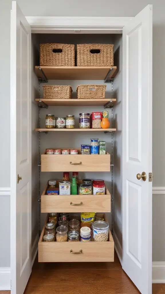 49 Pantry and Laundry Room Combo Layouts That Maximize Storage - 3. Pull-Out Drawers and Baskets