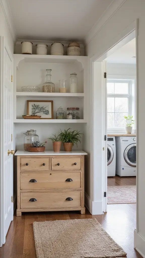 49 Pantry and Laundry Room Combo Layouts That Maximize Storage - 33. Repurposed Furniture