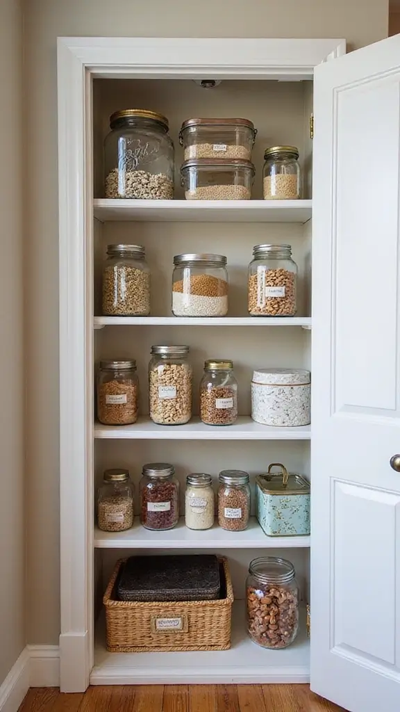 49 Pantry and Laundry Room Combo Layouts That Maximize Storage - 47. Creative Use of Containers