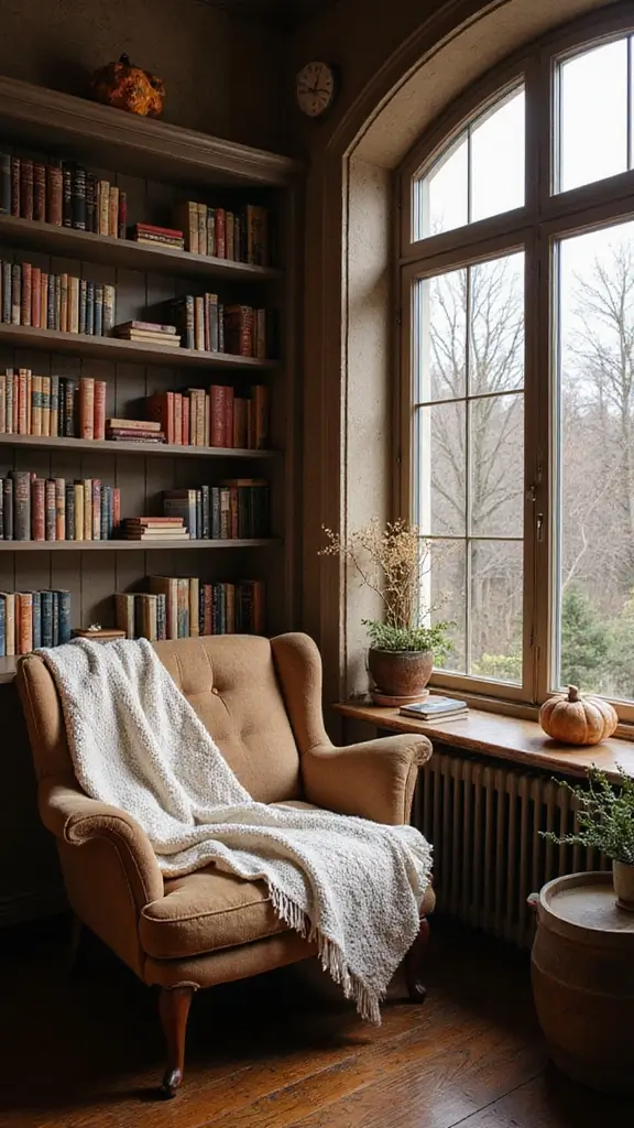49 Simple Fall Decor Ideas for the Home That Feel Cozy - 18. Create a Cozy Reading Nook