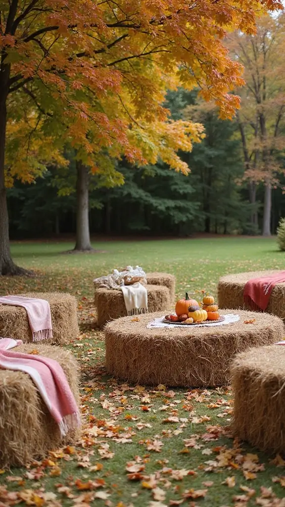 49 Simple Fall Decor Ideas for the Home That Feel Cozy - 33. Hay Bales as Seating