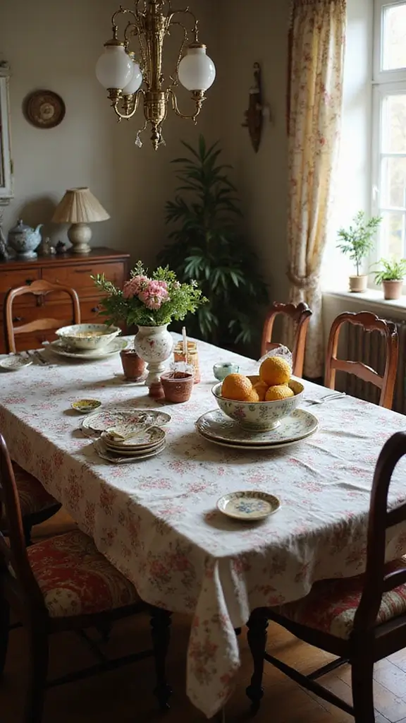 50 Antique Home Decor Ideas That Tell a Story - 26. Vintage Tablecloths and Linens