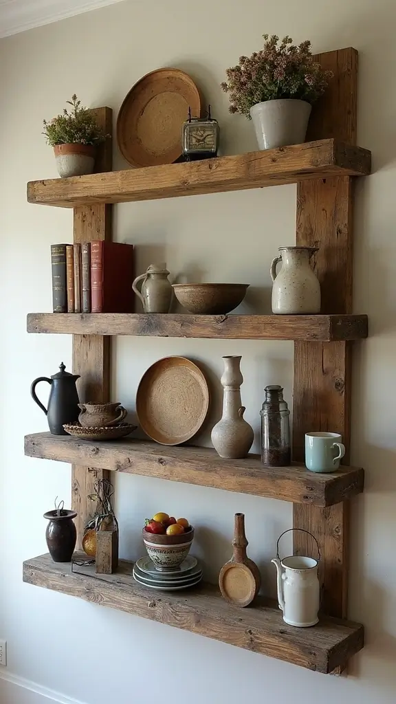 50 Antique Home Decor Ideas That Tell a Story - 5. Reclaimed Wood Shelves
