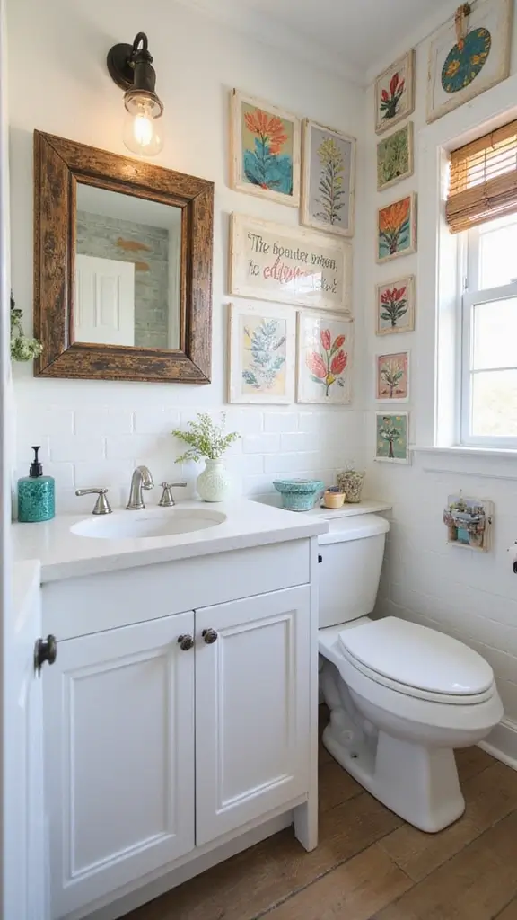 50 Bathroom Remodel on a Budget Ideas You’ll Love - 16. DIY Art Projects