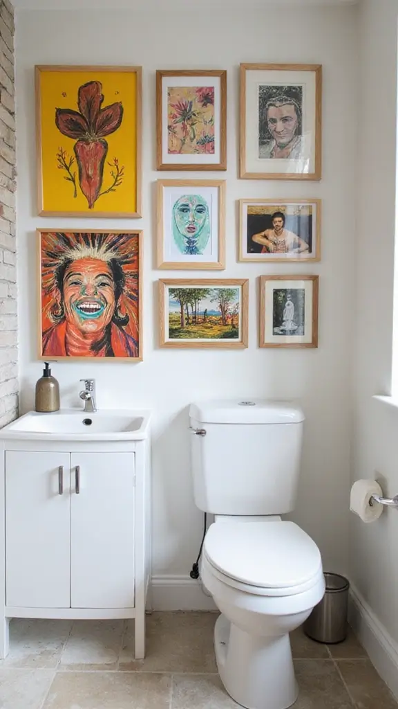 50 Bathroom Remodel on a Budget Ideas You’ll Love - 2. Create a Gallery Wall
