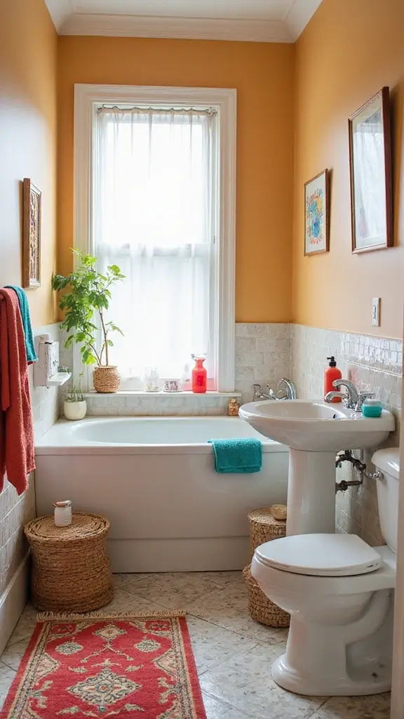 50 Bathroom Remodel on a Budget Ideas You’ll Love - 26. Add a Pop of Color with Accessories